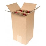 Plain Brown Single Wall Wine Carton With Dividers for 4 Wine Bottles  (WB4) - 180 x 180 x 340mm